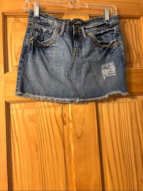 Lucky Brand Distressed Blue Denim Mini Skirt